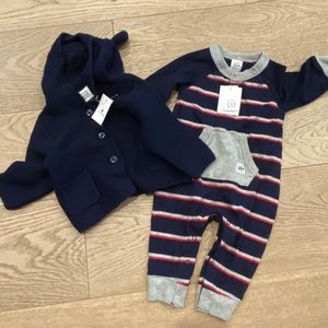 Gap navy baby boy outfit - romper and cardigan NWT